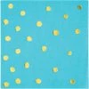 Creative Converting Toc Bermuda Blue Foil Beverage Napkin, 3Ply Foil Stamped, 16 Ct Solid Color Tableware