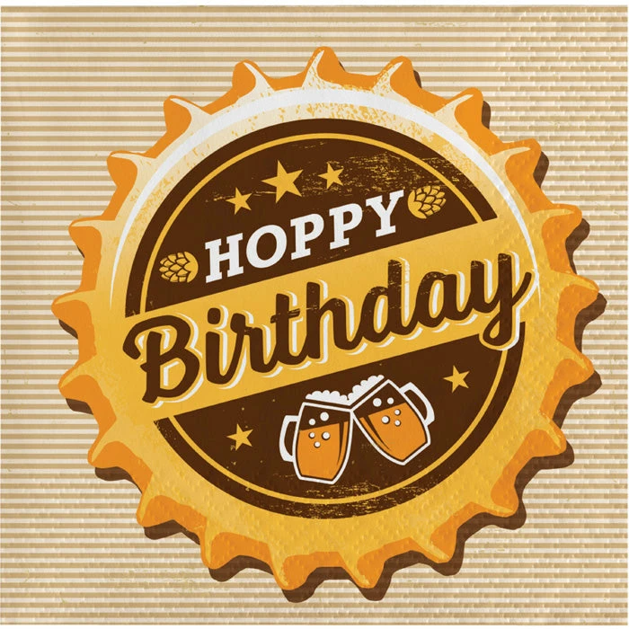 Creative Converting Adult Birthday Party Themes Cheers And Beers Beverage Napkins, Hoppy Birthday, 16 Ct