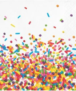 Creative Converting Kids Birthday Party Themes Confetti Sprinkles Beverage Napkins, 16 Ct