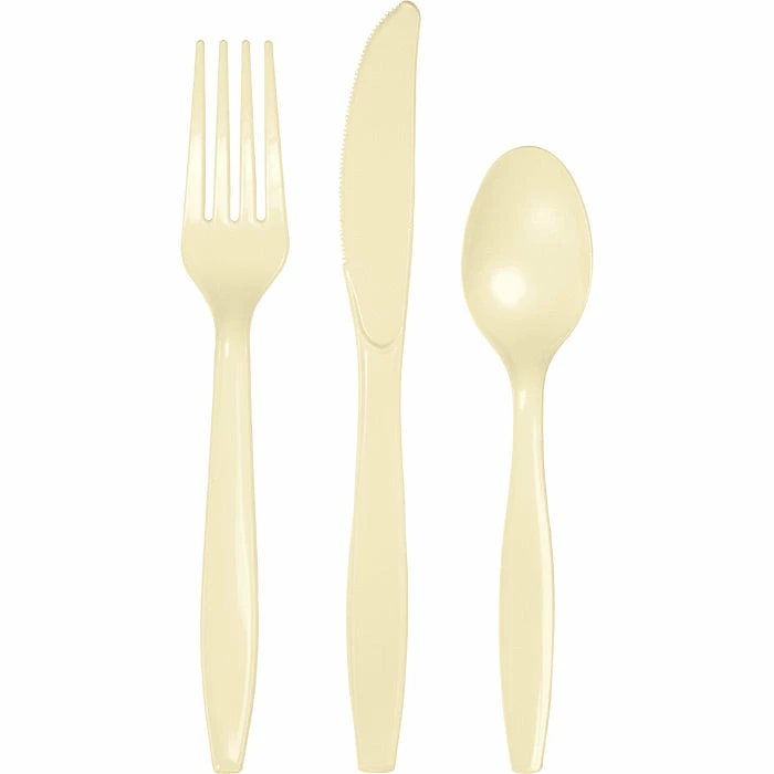 Creative Converting Ivory Assorted Plastic Cutlery, 24 Ct Solid Color Tableware