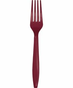 Creative Converting Solid Color Tableware Burgundy Red Plastic Forks, 24 Ct