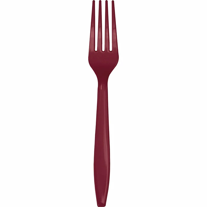 Creative Converting Solid Color Tableware Burgundy Red Plastic Forks, 24 Ct