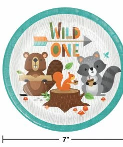Creative Converting 1st Birthday Party Themes Wild One Woodland Dessert Plates, Pack Of 8