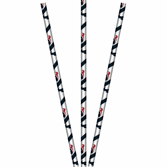 Creative Converting NFL And Football Party Supplies Houston Texans Paper Straws, 24 Ct