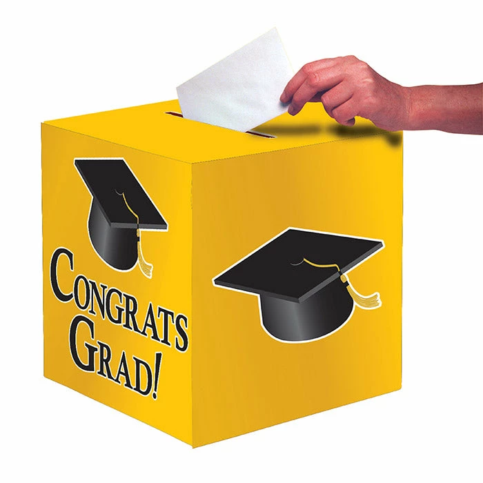 Creative Converting Graduation Party Supplies Graduation Card Box, Grad, 9" Yellow