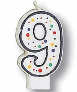 Creative Converting Polka Dot #9 Candle Birthday Party Candles