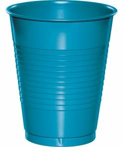 Creative Converting Turquoise Blue Plastic Cups, 20 Ct Solid Color Tableware