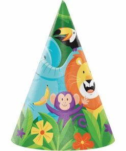 Creative Converting Kids Birthday Party Themes Jungle Safari Party Hats, 8 Ct
