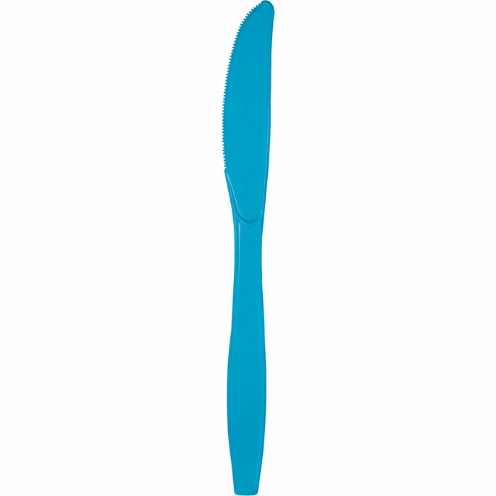 Creative Converting Solid Color Tableware Turquoise Blue Plastic Knives, 24 Ct