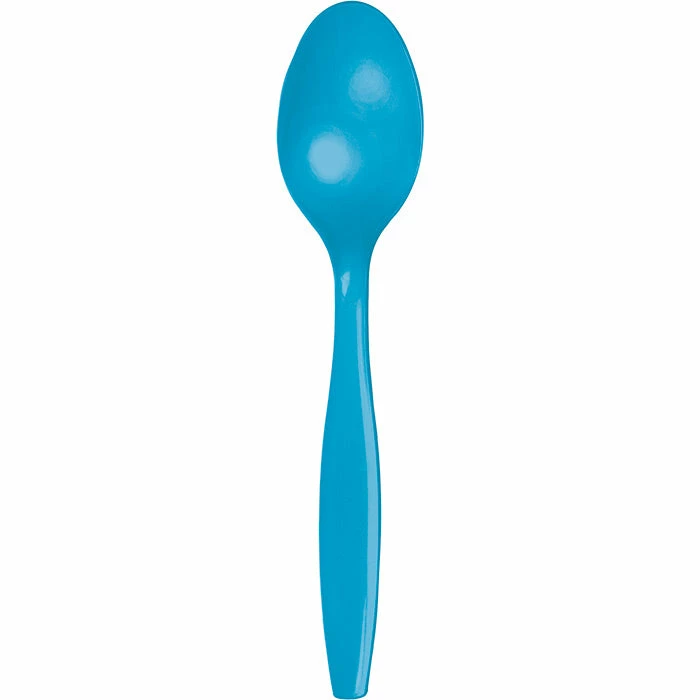 Creative Converting Turquoise Blue Plastic Spoons, 50 Ct Solid Color Tableware