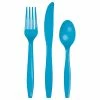 Creative Converting Turquoise Blue Assorted Plastic Cutlery, 24 Ct