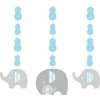 Creative Converting Baby Showers Little Peanut Boy Elephant Hanging Cutouts, 3 Ct