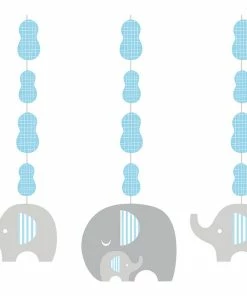 Creative Converting Baby Showers Little Peanut Boy Elephant Hanging Cutouts, 3 Ct
