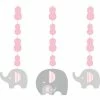 Creative Converting Little Peanut Girl Elephant Hanging Cutouts, 3 Ct