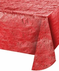 Creative Converting Solid Color Tableware Metallic Red Table Cover, 54" X 108"