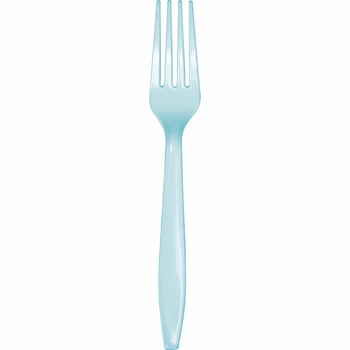 Creative Converting Solid Color Tableware Pastel Blue Plastic Forks, 50 Ct