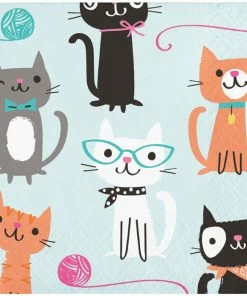Creative Converting Kids Birthday Party Themes Cat Party Beverage Napkins, 16 Ct