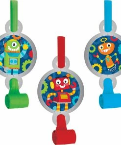 Creative Converting Kids Birthday Party Themes Party Robots Blowouts W/ Med, 8 Ct