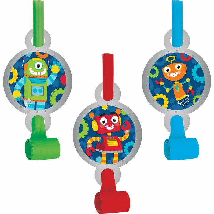 Creative Converting Kids Birthday Party Themes Party Robots Blowouts W/ Med, 8 Ct