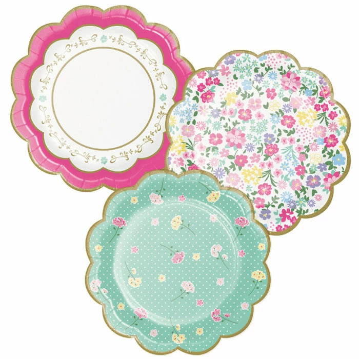 Creative Converting Floral Tea Party Scalloped Plate 7" Assorted Florals, 8 Ct