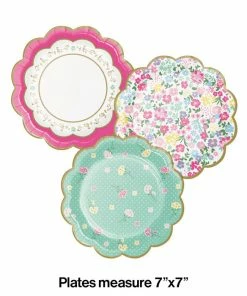 Creative Converting Floral Tea Party Scalloped Plate 7" Assorted Florals, 8 Ct