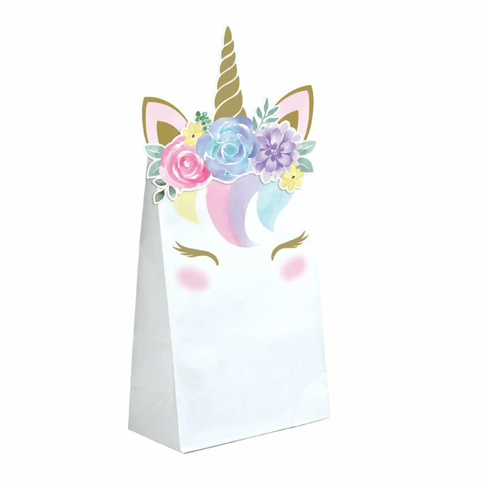 Creative Converting Unicorn Baby Shower Paper Treat Bags, Pack Of 8