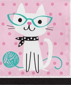 Creative Converting Kids Birthday Party Themes Cat Party Napkins, 16 Ct