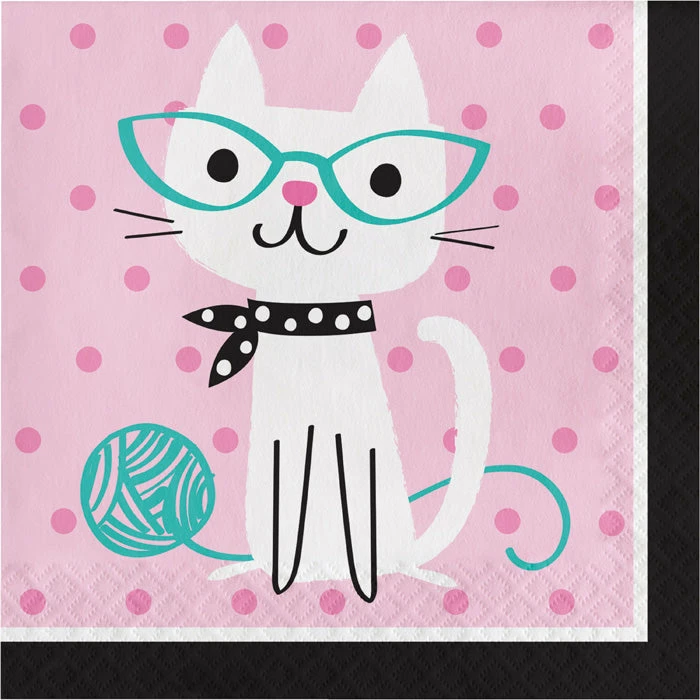 Creative Converting Kids Birthday Party Themes Cat Party Napkins, 16 Ct