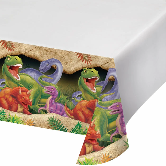 Creative Converting Kids Birthday Party Themes Dino Blast Tablecover Plastic 54" X 108"