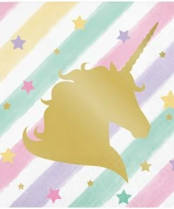 Creative Converting Unicorn Sparkle Beverage Napkin, 3Ply Foil Stamped, 16 Ct Kids Birthday Party Themes