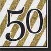 Creative Converting Adult Birthday Party Themes Black And Gold 50th Birthday Napkins, 16 Ct