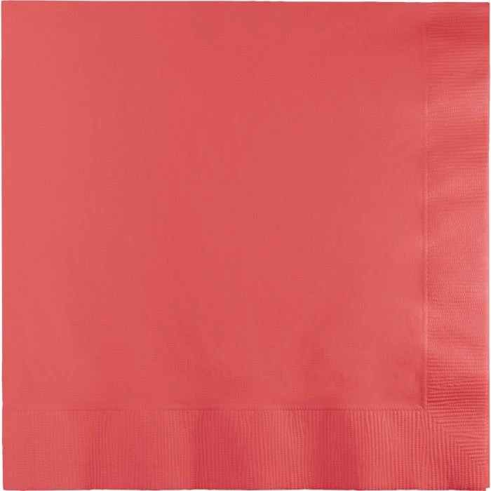 Creative Converting Coral Luncheon Napkin 2Ply, 50 Ct Solid Color Tableware