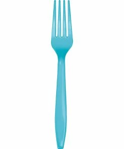 Creative Converting Solid Color Tableware Bermuda Blue Plastic Forks, 50 Ct