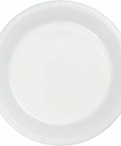 Creative Converting White Prem Plastic Banquet Plates, 20 Ct Solid Color Tableware