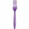 Creative Converting Amethyst Purple Plastic Forks, 24 Ct Solid Color Tableware