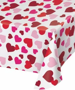 Creative Converting Valentine Plastic Tablecover, 54" X 102" All Over Print Valentine's Day Party Decorations