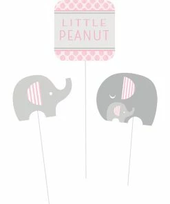 Creative Converting Little Peanut Girl Elephant Diy Centerpiece Sticks, 3 Ct