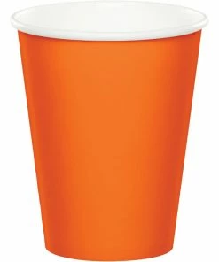 Creative Converting Sunkissed Orange Hot/Cold Paper Paper Cups 9 Oz., 24 Ct