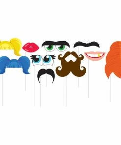 Creative Converting Funny Faces Photo Booth Props, 10 Ct