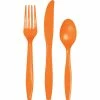 Creative Converting Solid Color Tableware Sunkissed Orange Assorted Plastic Cutlery, 24 Ct