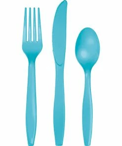 Creative Converting Bermuda Blue Assorted Plastic Cutlery, 24 Ct Solid Color Tableware