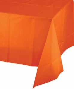 Creative Converting Solid Color Tableware Sunkissed Orange Tablecover Plastic 54" X 108"