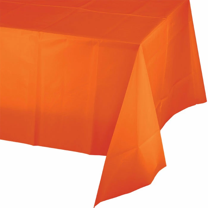 Creative Converting Solid Color Tableware Sunkissed Orange Tablecover Plastic 54" X 108"