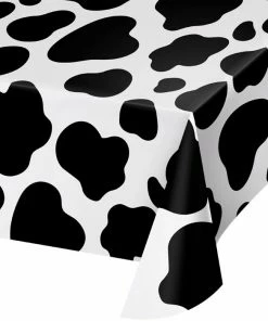 Creative Converting Themed Tableware Cow Print Plastic Table Cover, 54" X 108"