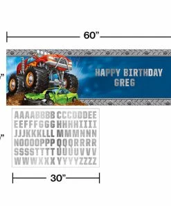 Creative Converting Kids Birthday Party Themes Monster Truck Rally Giant Party Banner With Stickers