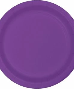 Creative Converting Solid Color Tableware Amethyst Purple Plastic Dessert Plates, 20 Ct