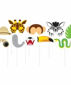 Creative Converting Kids Birthday Party Themes Jungle Animal Photo Booth Props, 10 Ct