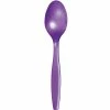 Creative Converting Solid Color Tableware Amethyst Purple Plastic Spoons, 24 Ct