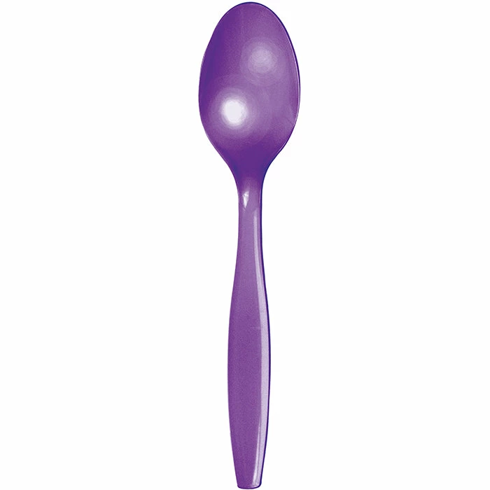 Creative Converting Solid Color Tableware Amethyst Purple Plastic Spoons, 24 Ct