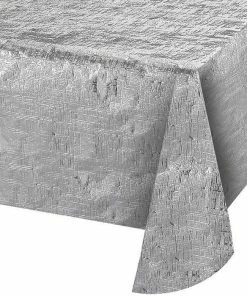 Creative Converting Metallic Silver Table Cover, 54" X 108"